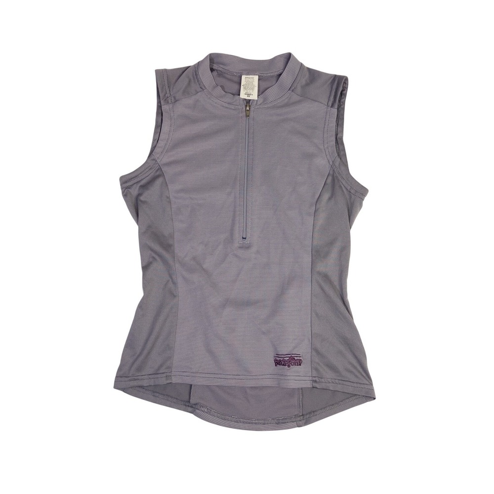 Patagonia Womens XS Purple 1/2 Zipper Tank Top Back Pockets Pickleball Cycling